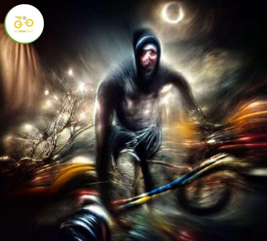 Ladrón robando bicicleta: creación artística